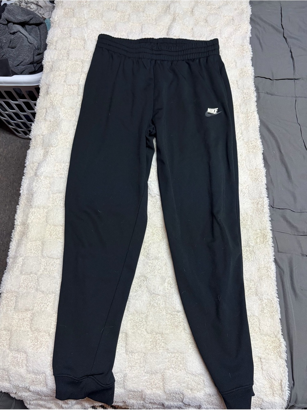 Nike Black Elastic Waist Sweatpants with White Swoosh Tag